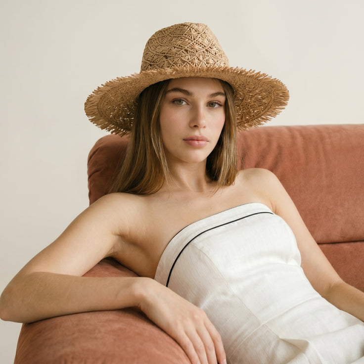 Fringed Raffia Hat